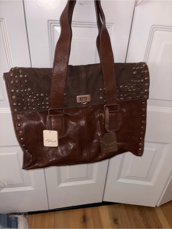 Free People Handbags - Free People Brown Studded Leather Satchel